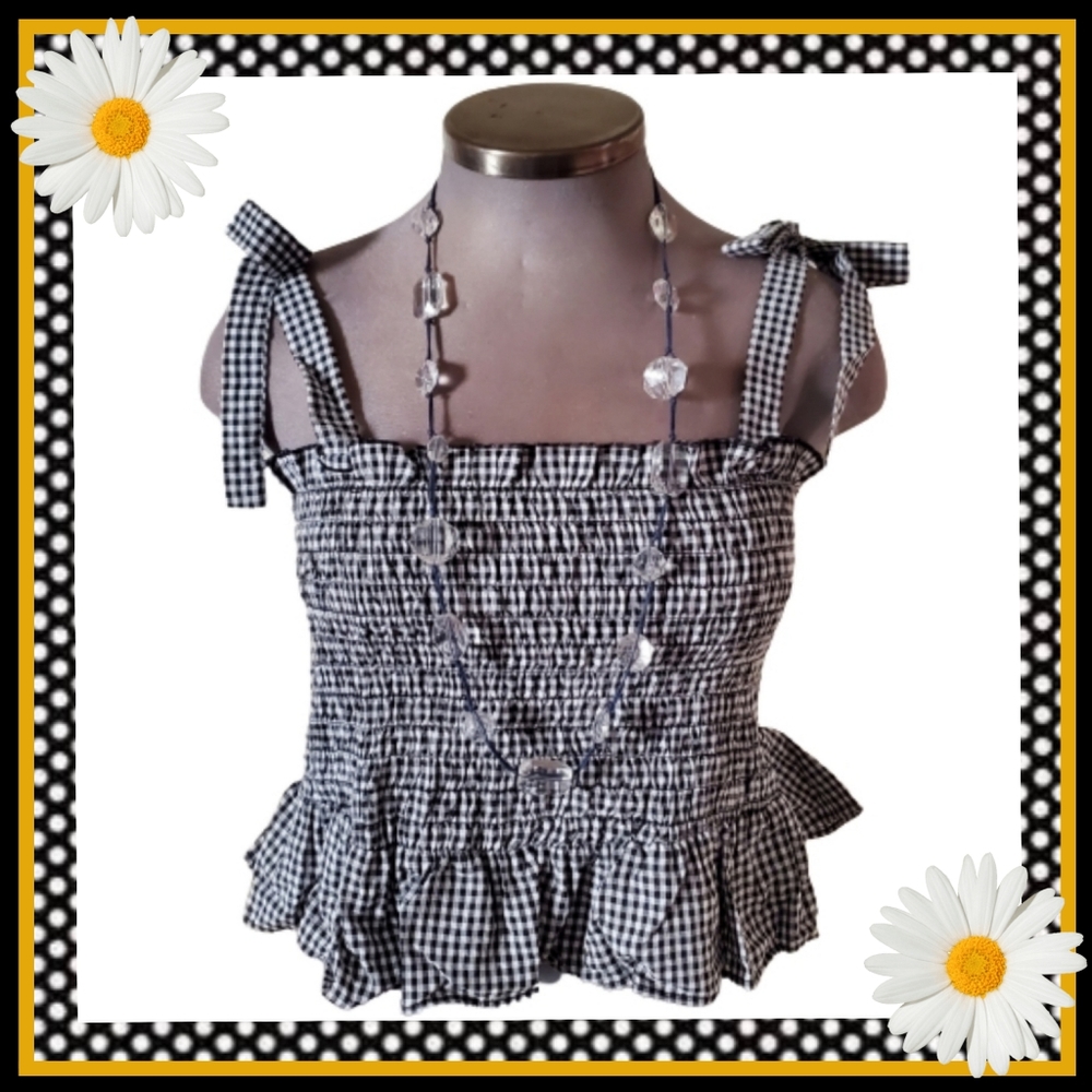 ROCKABILLY ☆ GINGHAM SMOCKED CROP TOP ☆ NWT